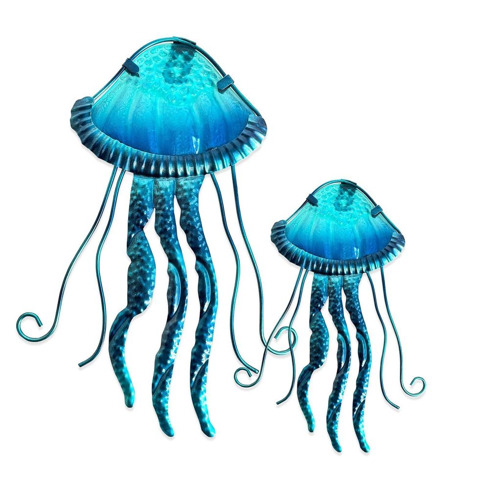 Metal Jellyfish Wall Decor Beach Ocean Nautical Tropical Fish Wall Art Home🐴